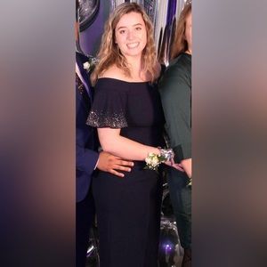 Calvin Klein Embellished Off the Shoulder Jumpsuit